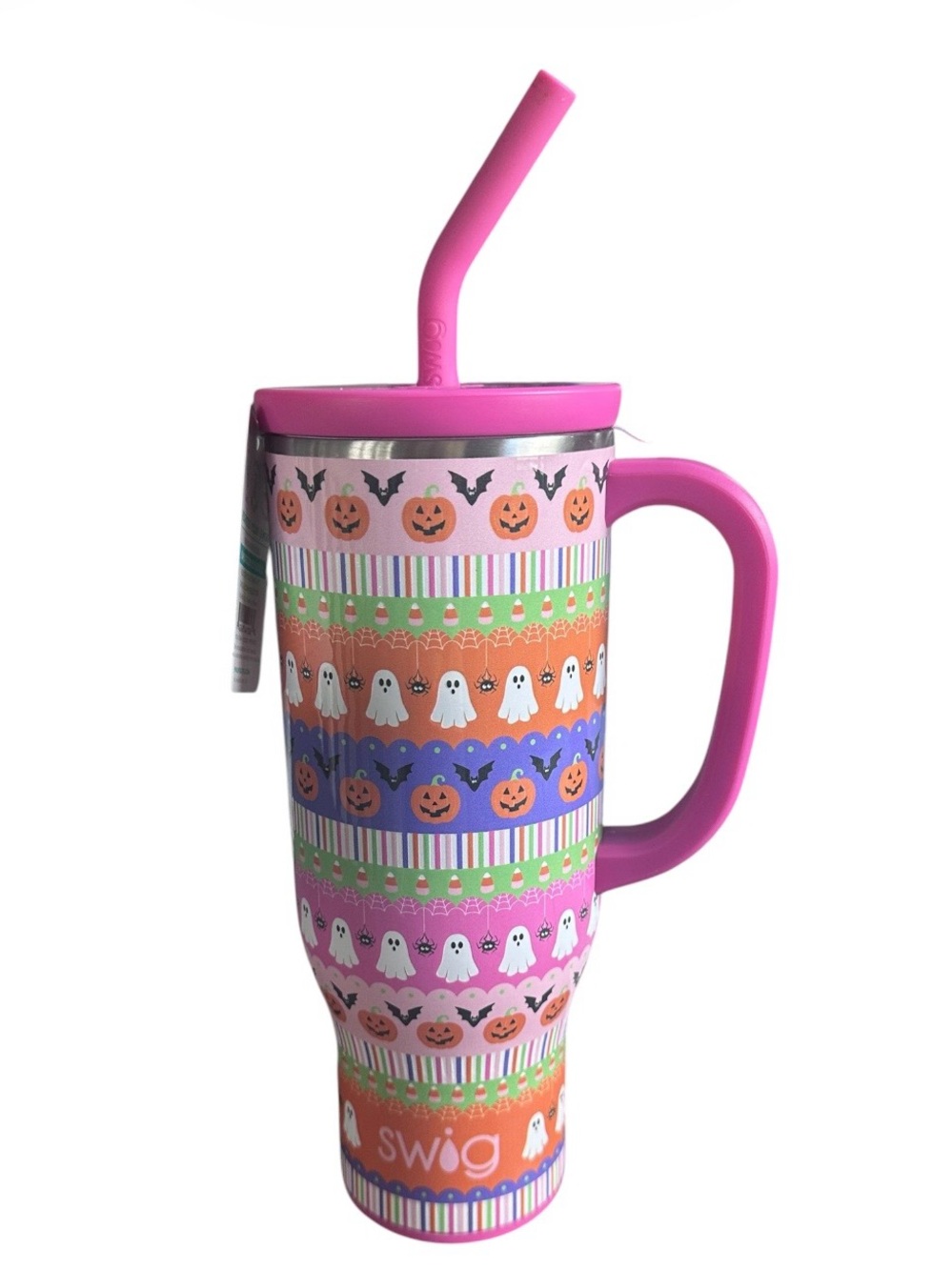 Swig Life 30oz Mega Mug Halloween Ghost Pumpkin Bat Tumbler Pink NWT